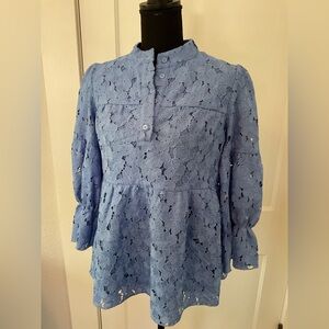 Tuckernuck periwinkle blue feminine lacy top